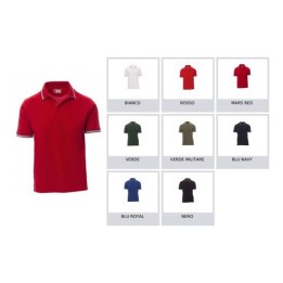 Polo ITALIA unisex a manica corta a 3 bottoni bianchi