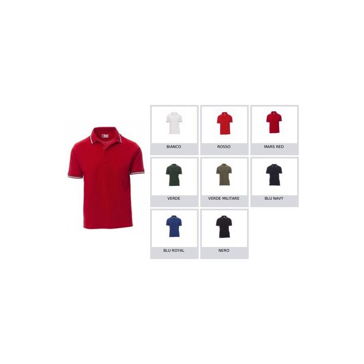 Polo ITALIA unisex a manica corta a 3 bottoni bianchi