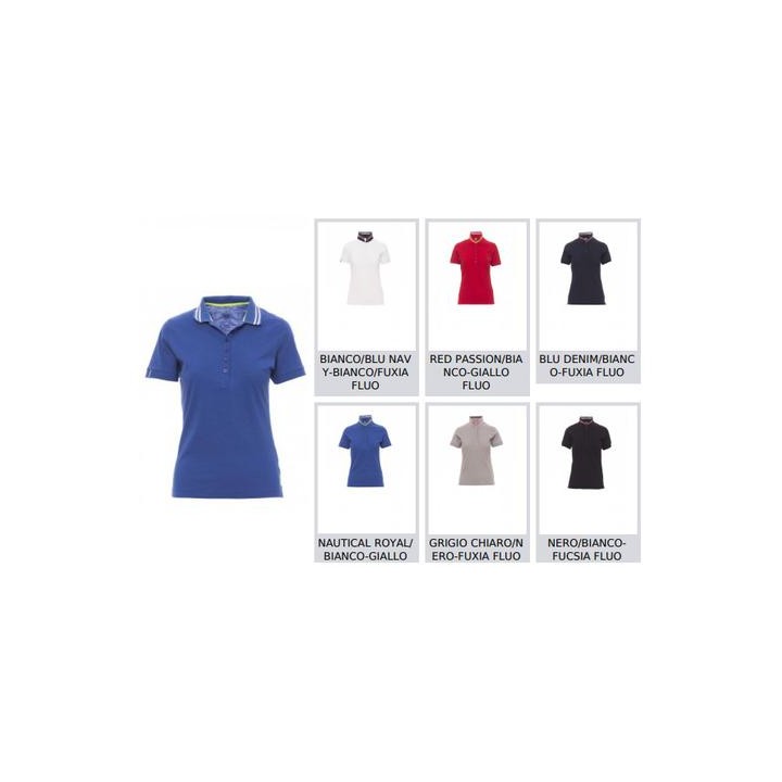 Polo NAUTIC LADY sfiancata da donna manica corta a sei bottoni in tinta effetto perlato