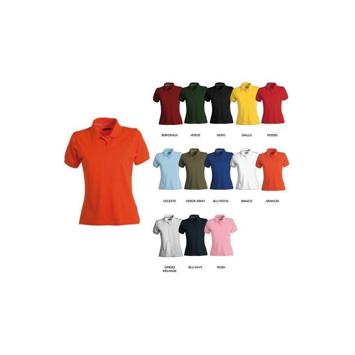 Polo NICE donna sfiancata a manica corta con 2 bottoni in tinta effetto perlato