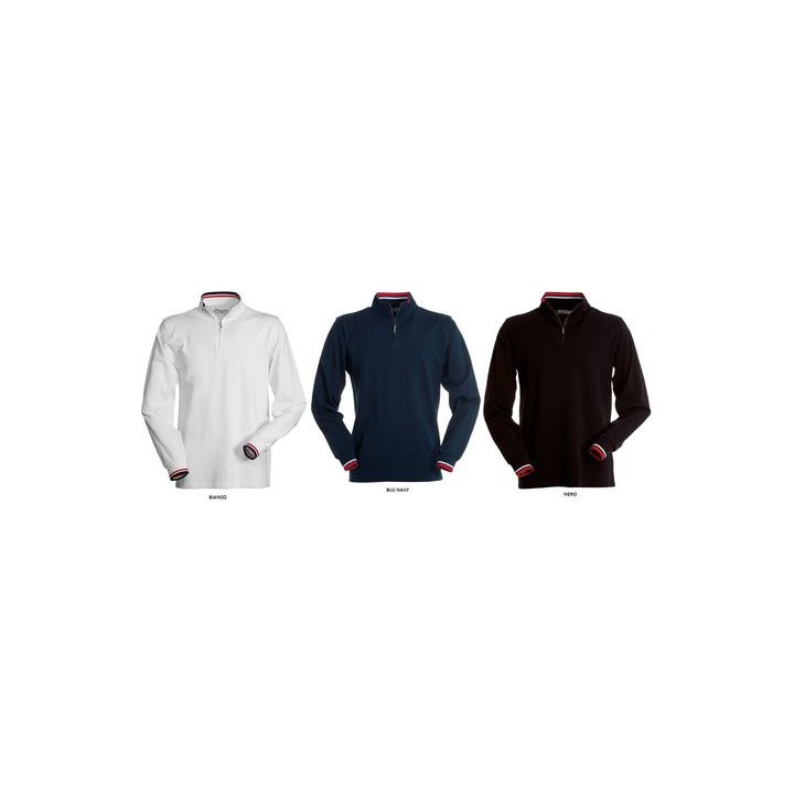 Polo PRIVE manica lunga a mezza zip in metallo con colletto slanciato