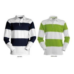 Polo RUGBY manica lunga bicolore a 3 bottoni