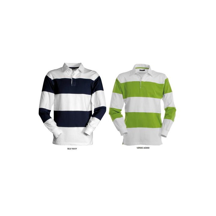 Polo RUGBY manica lunga bicolore a 3 bottoni