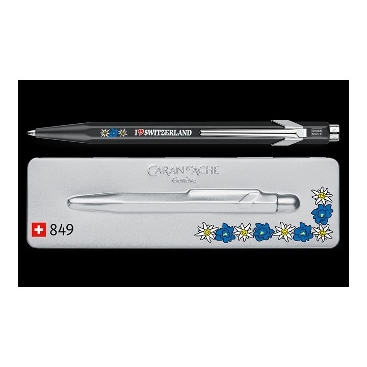 Stylo bille 849™ Totally Swiss - Edelweiss noir avec étui slimpack