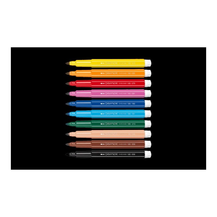Swisscolor™, boîte carton à 10 feutres larges