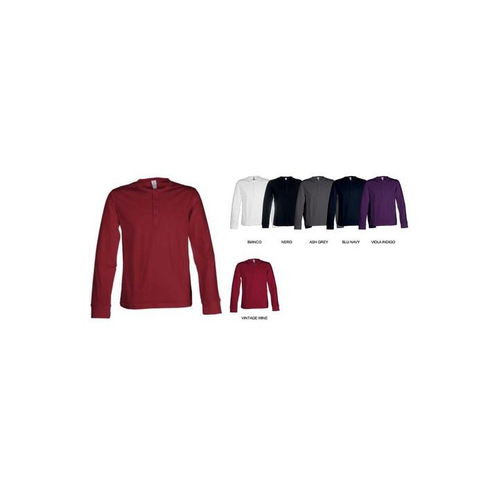 T-Shirt girocollo HARBOUR manica lunga in 100% cotone Jersey pettinato