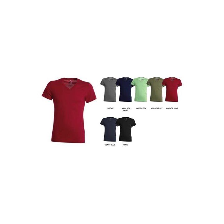 T-Shirt NIGHTHAWK manica corta collo a V basso misto spandex da 1.4 cm