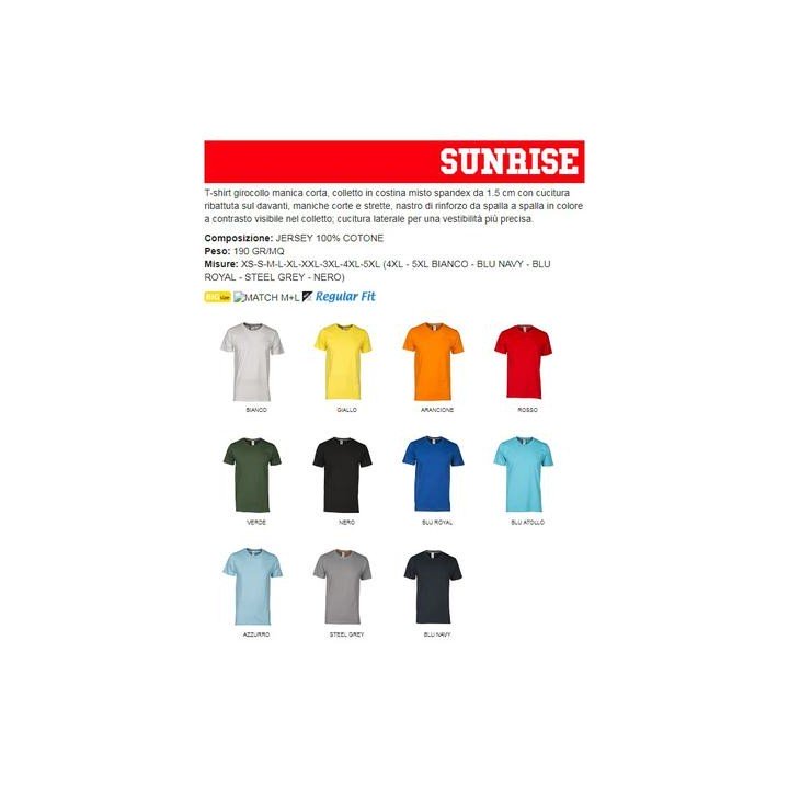 T-Shirt SUNRISE girocollo manica corta