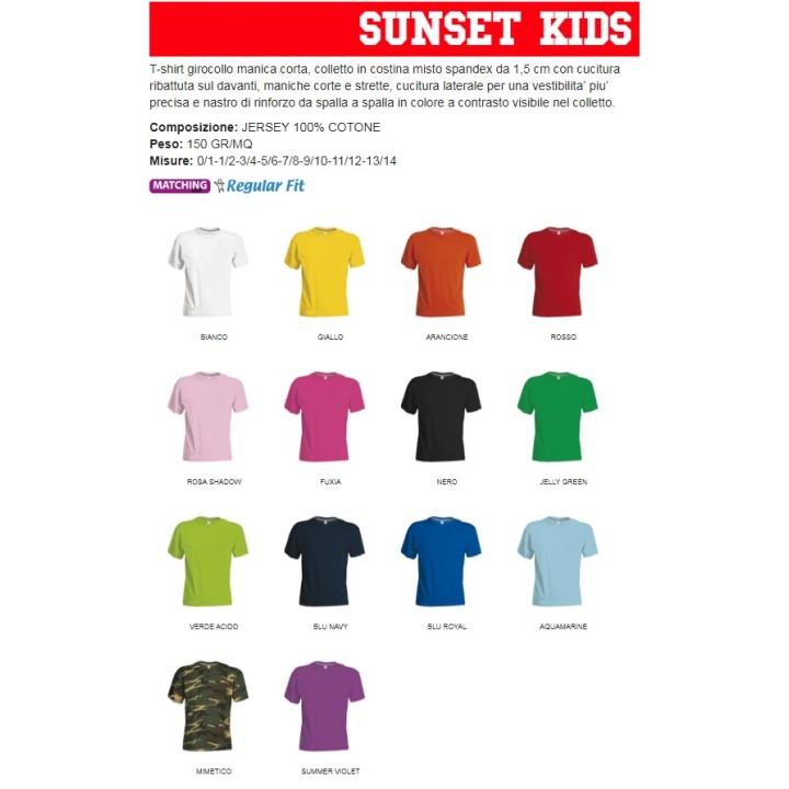 T-Shirt SUNSET KIDS girocollo manica corta