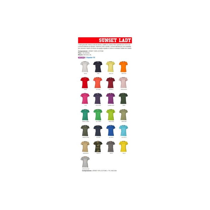 T-Shirt SUNSET LADY girocollo manica corta da donna