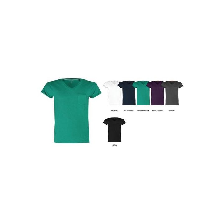 T-Shirt WILD collo a V 100% cotone pettinato manica corta