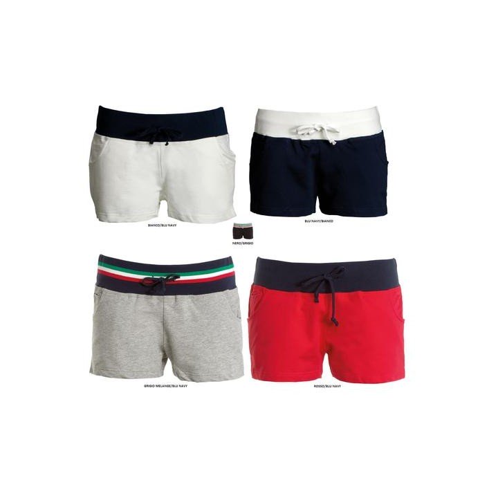 Bermuda VOLLEY donna bicolore in felpa 100% cotone e fascia elastica nella vita