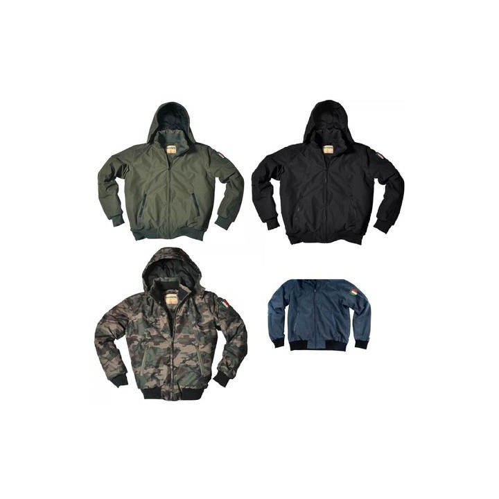 Bomber Vintage Tango imbottito con patch scudetto a velcro sulla manica e cappuccio