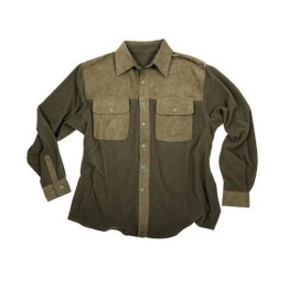 Camicia in morbido e caldo pile con chiusura centrale con bottoni e patta in velluto