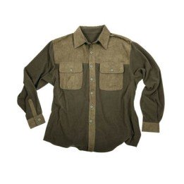 Camicia in morbido e caldo pile con chiusura centrale con bottoni e patta in velluto