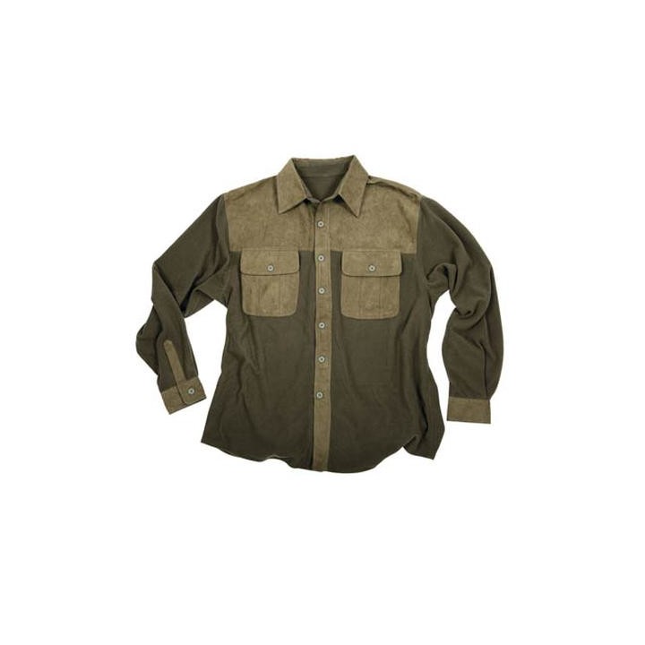 Camicia in morbido e caldo pile con chiusura centrale con bottoni e patta in velluto