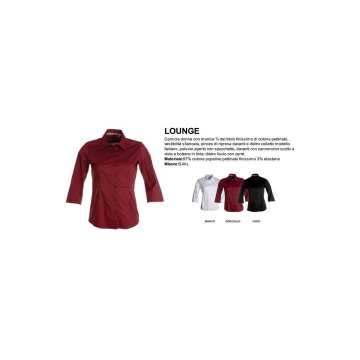 Camicia LOUNGE donna con manica ¾ dal titolo finissimo di cotone pettinato
