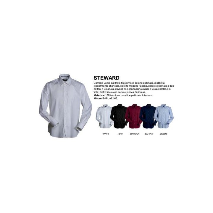 Camicia STEWARD uomo dal titolo finissimo di cotone pettinato
