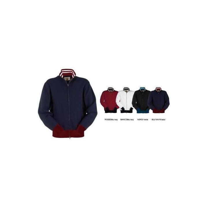 Felpa BROOKLYN Full Zip con Rib collo a contrasto 320 gr/mq