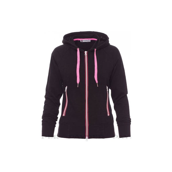 Felpa FREESTYLE LADY sfiancata da donna, zip intera in nylon a contrasto