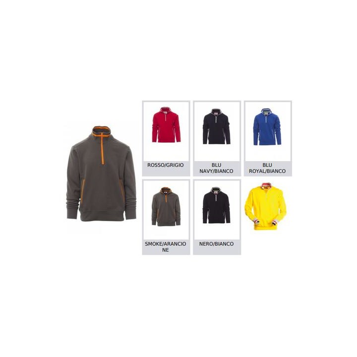 Felpa RIO uomo, mezza zip in plastica in colore a contrasto