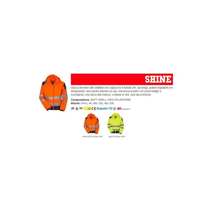Giacca SHINE ergonomica da uomo bicolore in alta visibilità con bande 3M