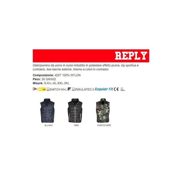 Gilet Piumino REPLY uomo, zip in nylon a contrasto