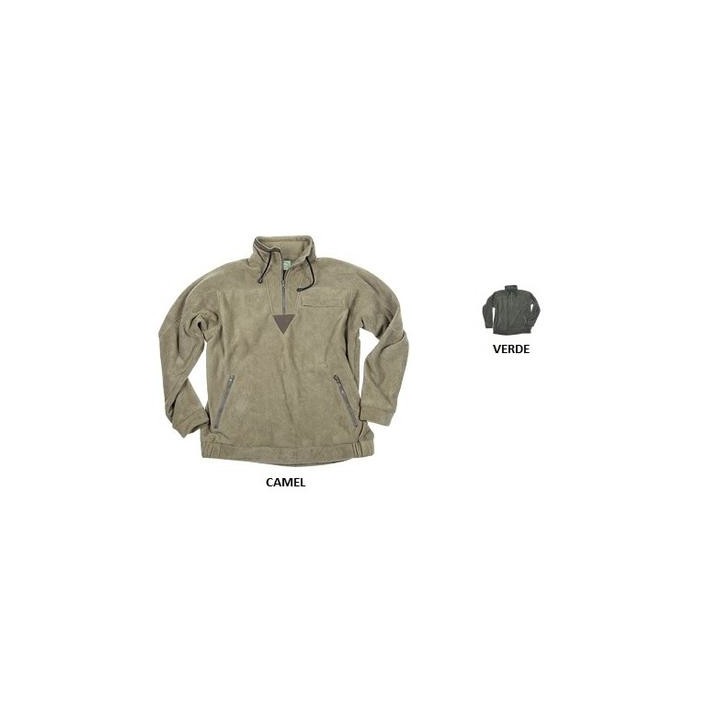 Maglione in pile con inserti a contrasto con zip al collo e 2 tasche con zip