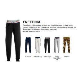 Pantalone FREEDOM uomo in felpa, rib elasticizzato in vita e a fondo gamba