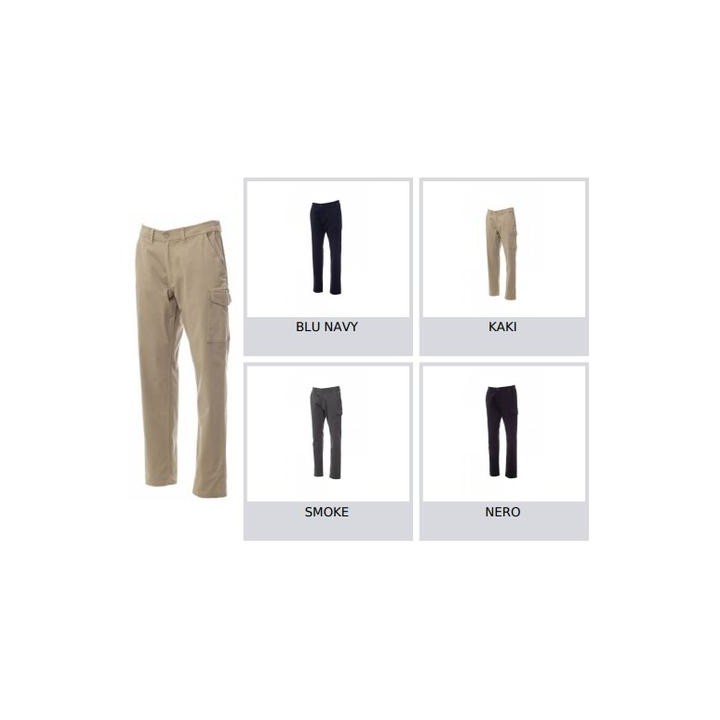 Pantalone POWER STRETCH con passanti ed elastico in vita, chiusura con zip e bottone